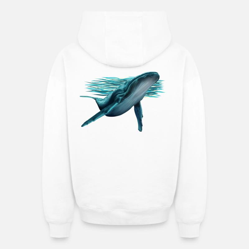 Whale - Sweat à capuche unisexe zippé oversize épais SPREAD - blanc
