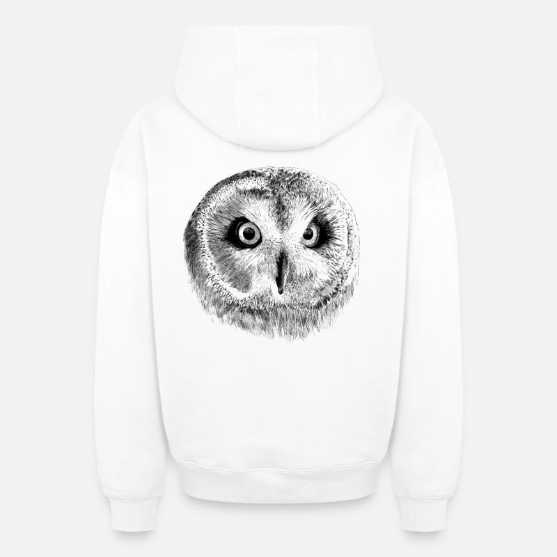 owl - Sweat à capuche unisexe zippé oversize épais SPREAD - blanc