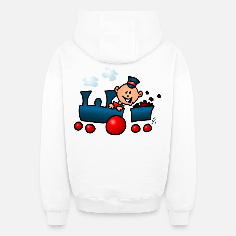 Train - Sweat à capuche unisexe zippé oversize épais SPREAD - blanc
