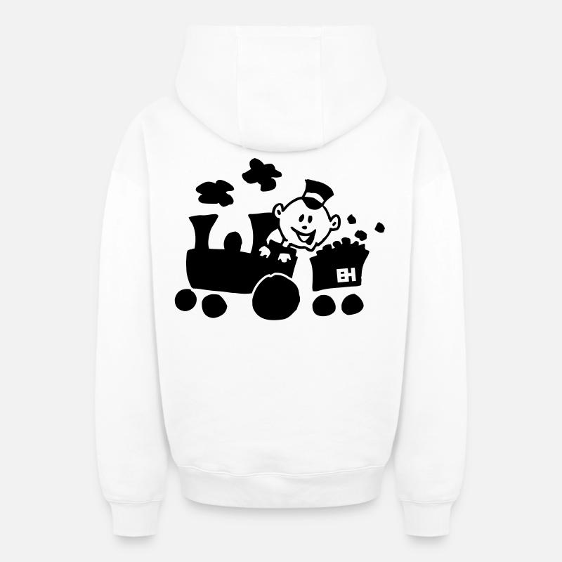 Train - Sweat à capuche unisexe zippé oversize épais SPREAD - blanc
