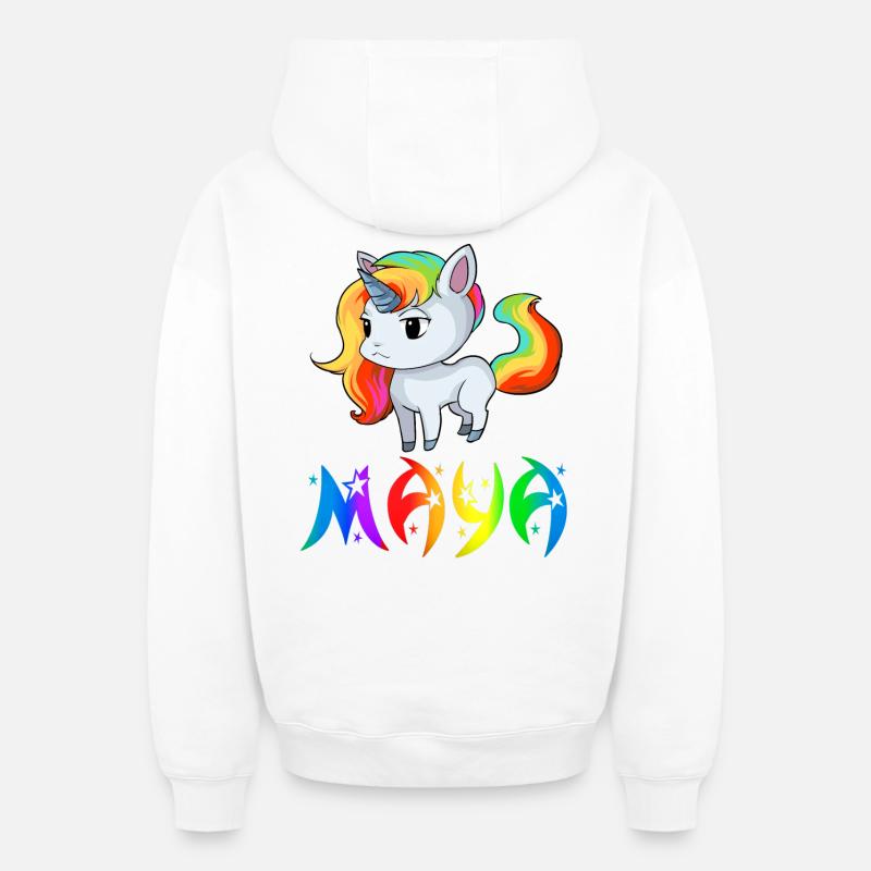 Maya Einhorn - Sweat à capuche unisexe zippé oversize épais SPREAD - blanc