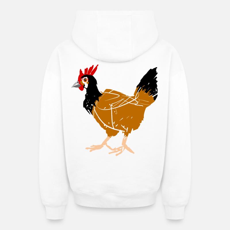 Poule - Sweat à capuche unisexe zippé oversize épais SPREAD - blanc