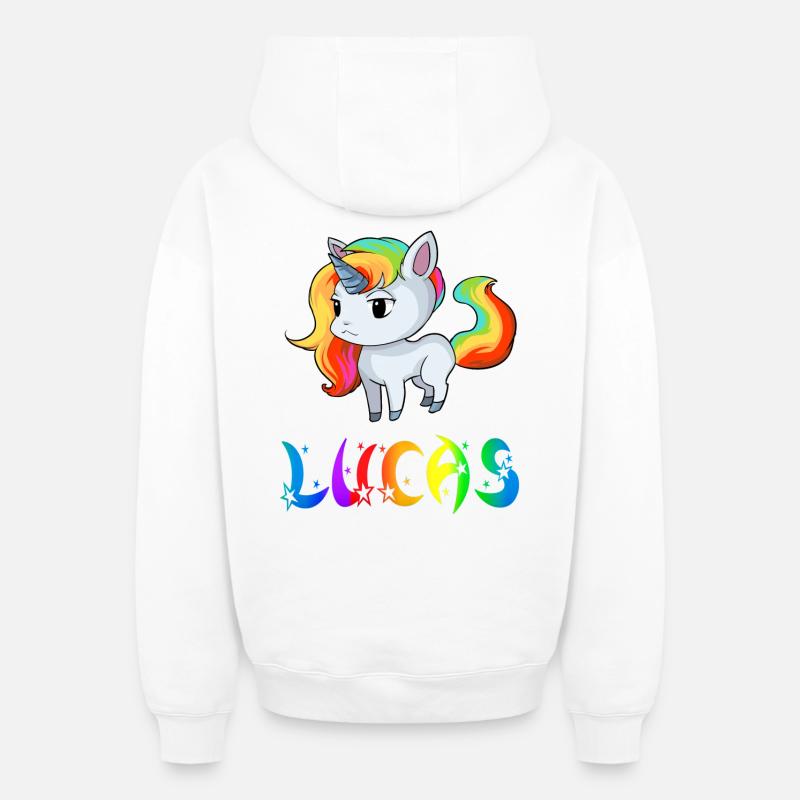 Einhorn Lucas - Sweat à capuche unisexe zippé oversize épais SPREAD - blanc
