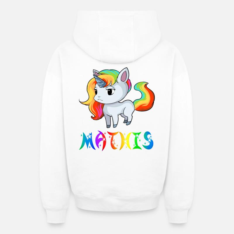 Einhorn Mathis - Sweat à capuche unisexe zippé oversize épais SPREAD - blanc