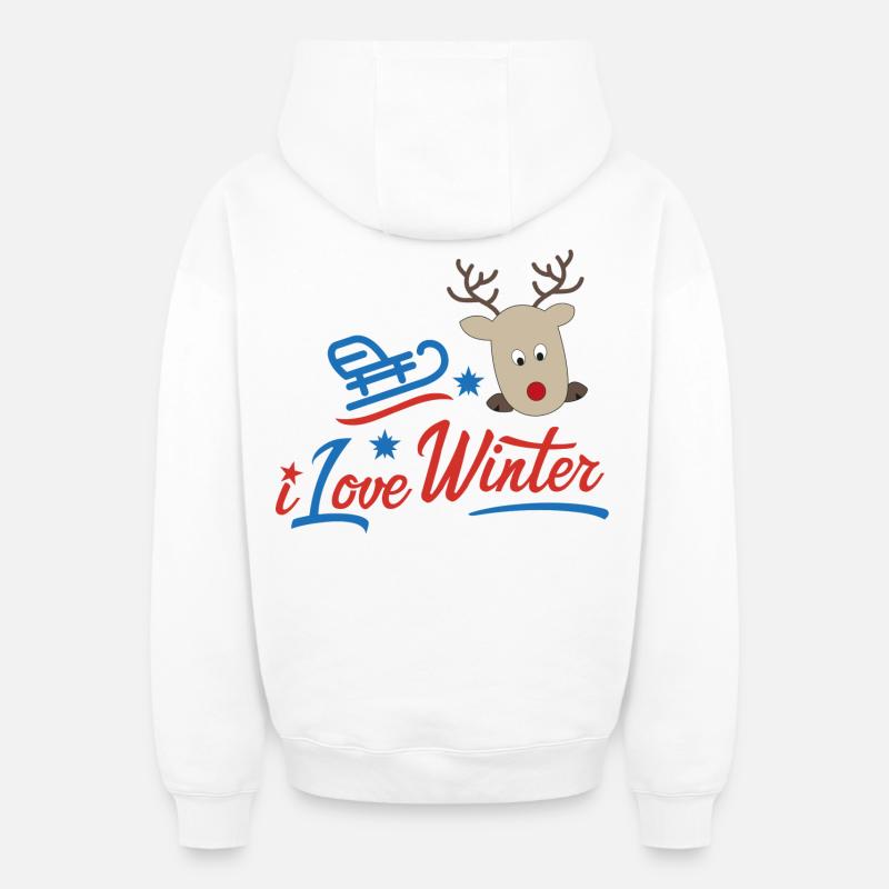 hiver - Sweat à capuche unisexe zippé oversize épais SPREAD - blanc
