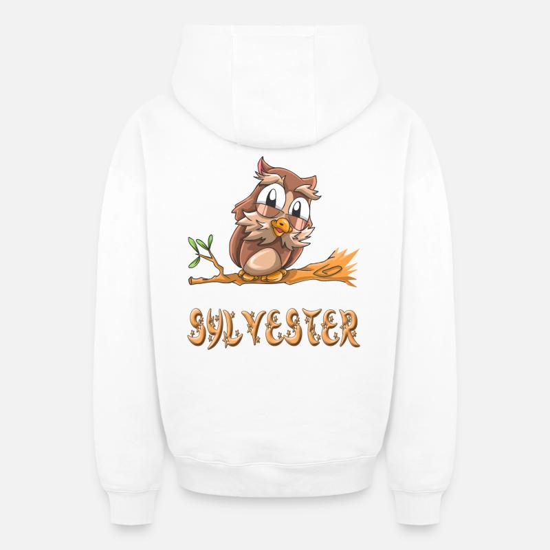 hibou Sylvester - Sweat à capuche unisexe zippé oversize épais SPREAD - blanc