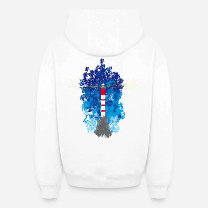 phare - Sweat à capuche unisexe zippé oversize épais SPREAD - blanc