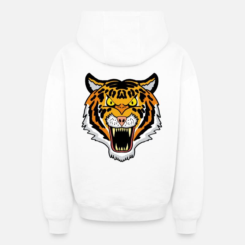 Tigre du Bengale - Sweat à capuche unisexe zippé oversize épais SPREAD - blanc
