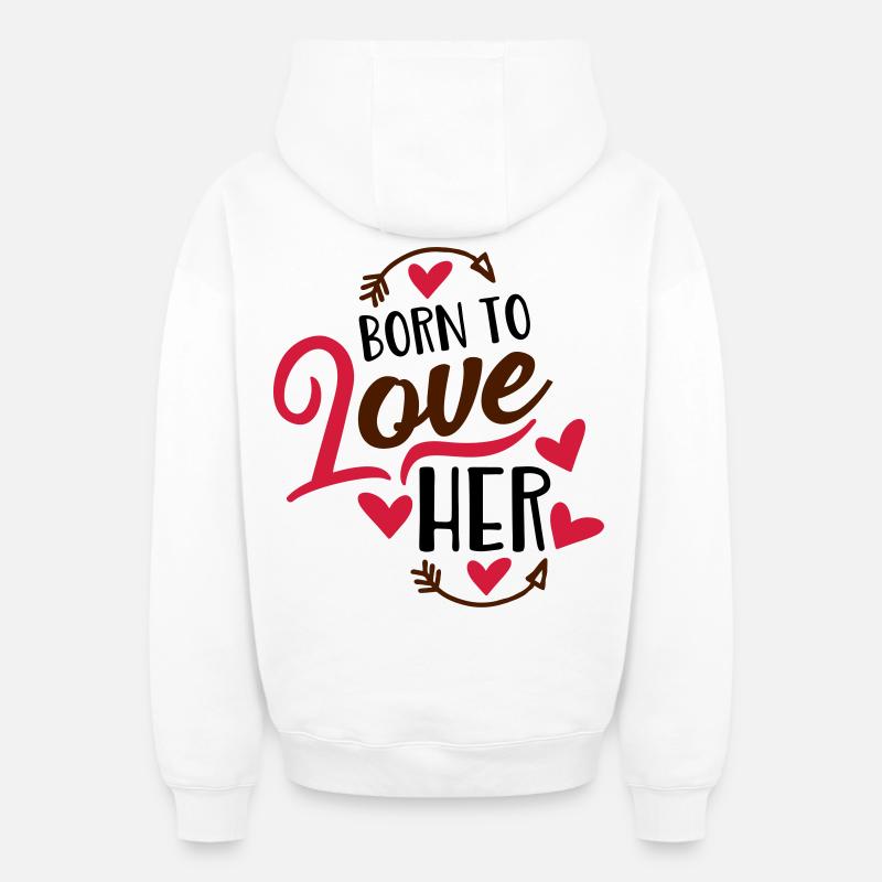 amour - Sweat à capuche unisexe zippé oversize épais SPREAD - blanc