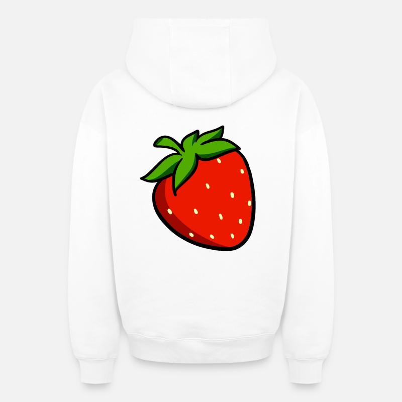 fraises - Sweat à capuche unisexe zippé oversize épais SPREAD - blanc