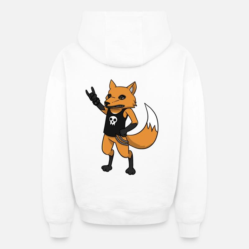 Rocker fox - Sweat à capuche unisexe zippé oversize épais SPREAD - blanc