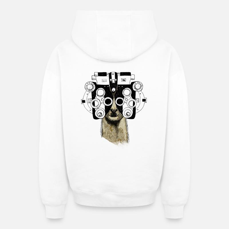 Alpaga & Phoropter - Sweat à capuche unisexe zippé oversize épais SPREAD - blanc
