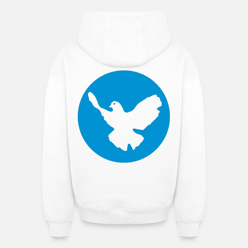 paix - colombe - Sweat à capuche unisexe zippé oversize épais SPREAD - blanc
