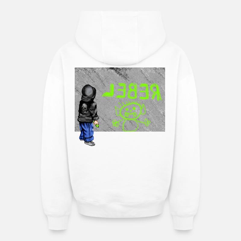 rebelle - Sweat à capuche unisexe zippé oversize épais SPREAD - blanc