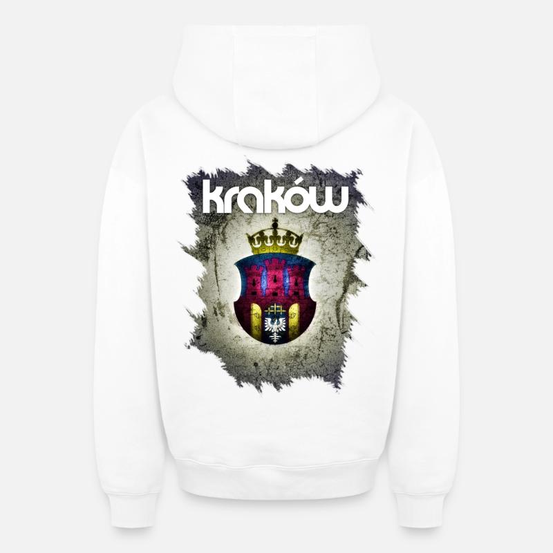 Cracovie - Pologne - Sweat à capuche unisexe zippé oversize épais SPREAD - blanc
