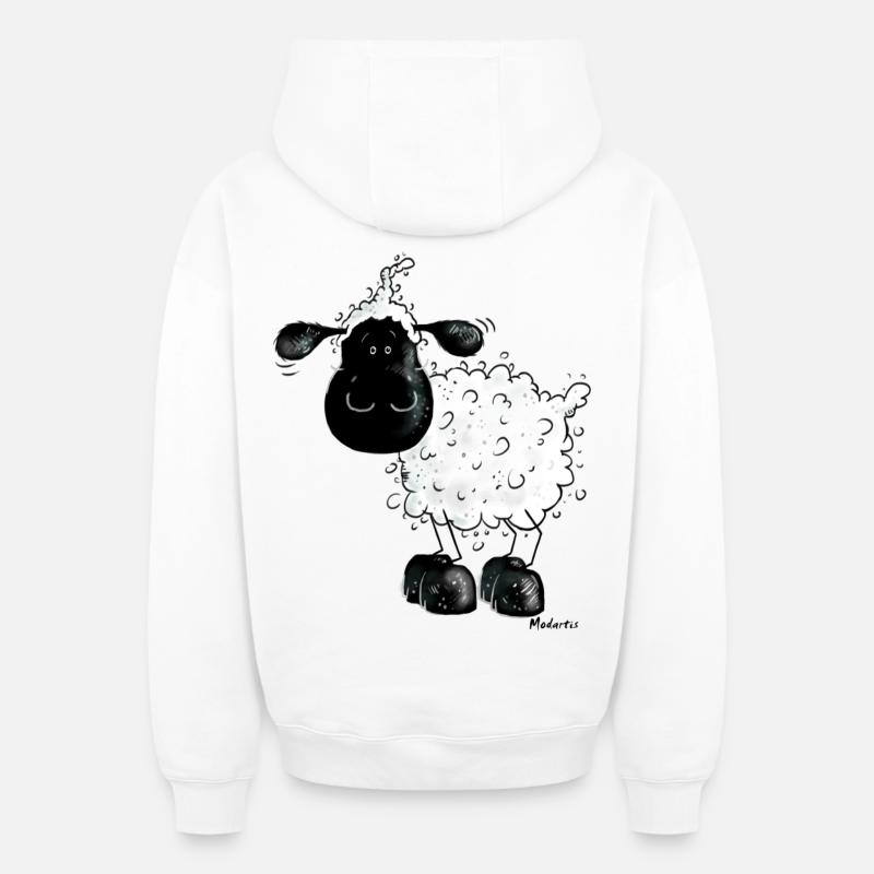 Cute sheep shirt design- mouton - Sweat à capuche unisexe zippé oversize épais SPREAD - blanc