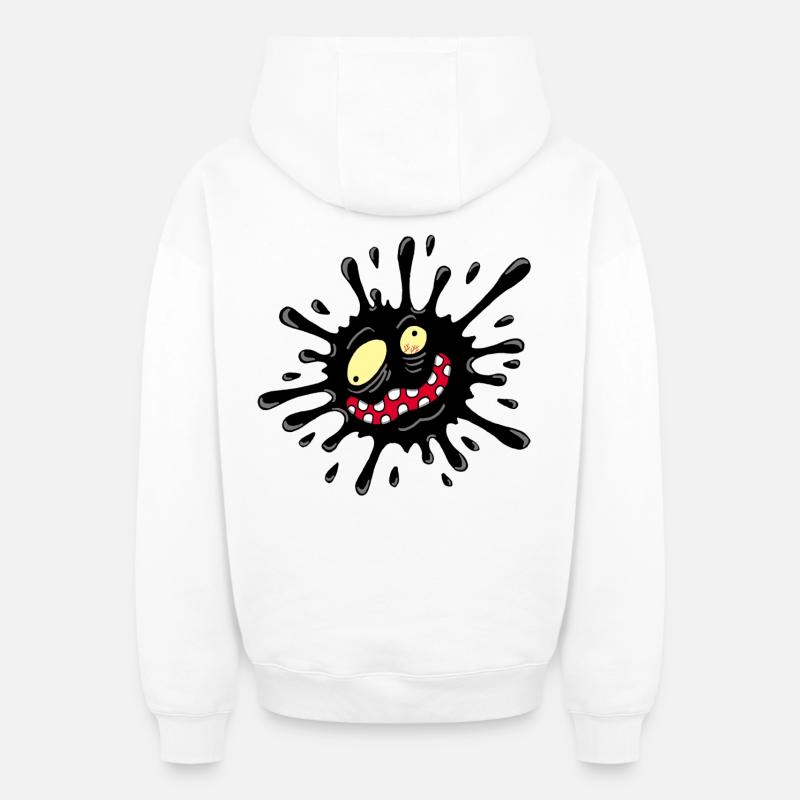 Monstre tache d'encre - Sweat à capuche unisexe zippé oversize épais SPREAD - blanc