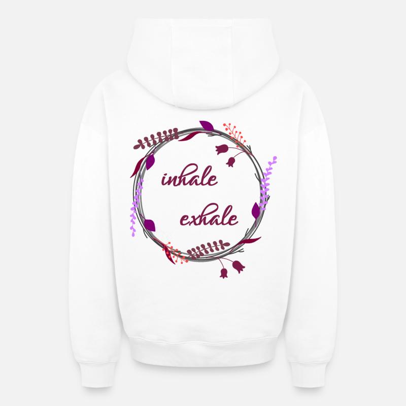 Inspirez ... Expirez ... - Sweat à capuche unisexe zippé oversize épais SPREAD - blanc