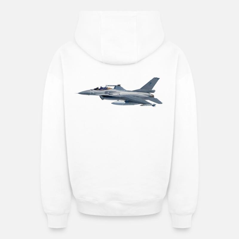 F-16 - Sweat à capuche unisexe zippé oversize épais SPREAD - blanc