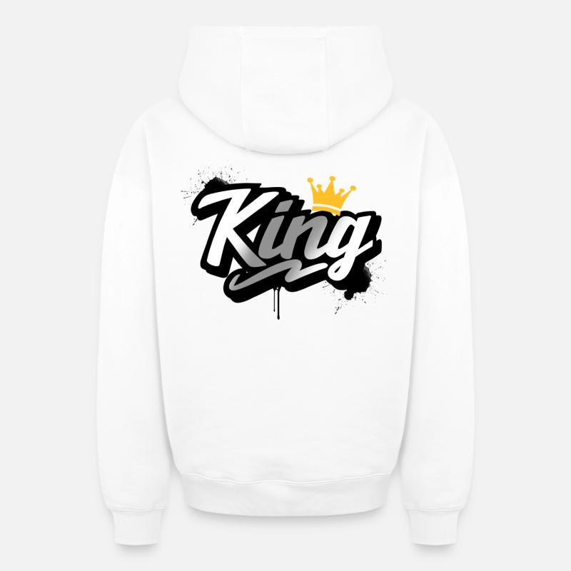 King - Sweat à capuche unisexe zippé oversize épais SPREAD - blanc