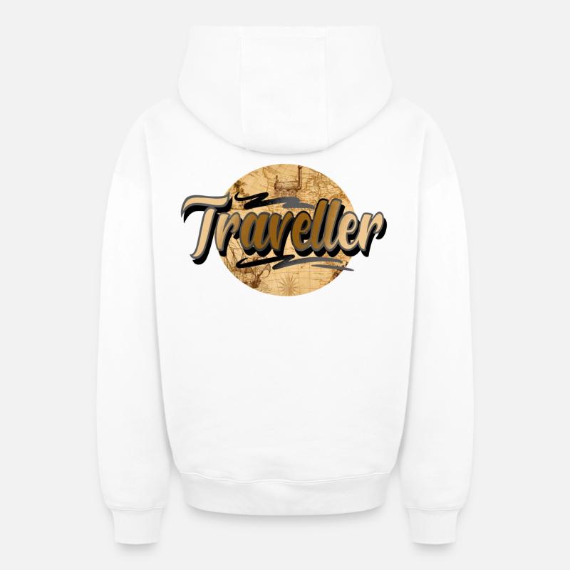 Traveller - Sweat à capuche unisexe zippé oversize épais SPREAD - blanc