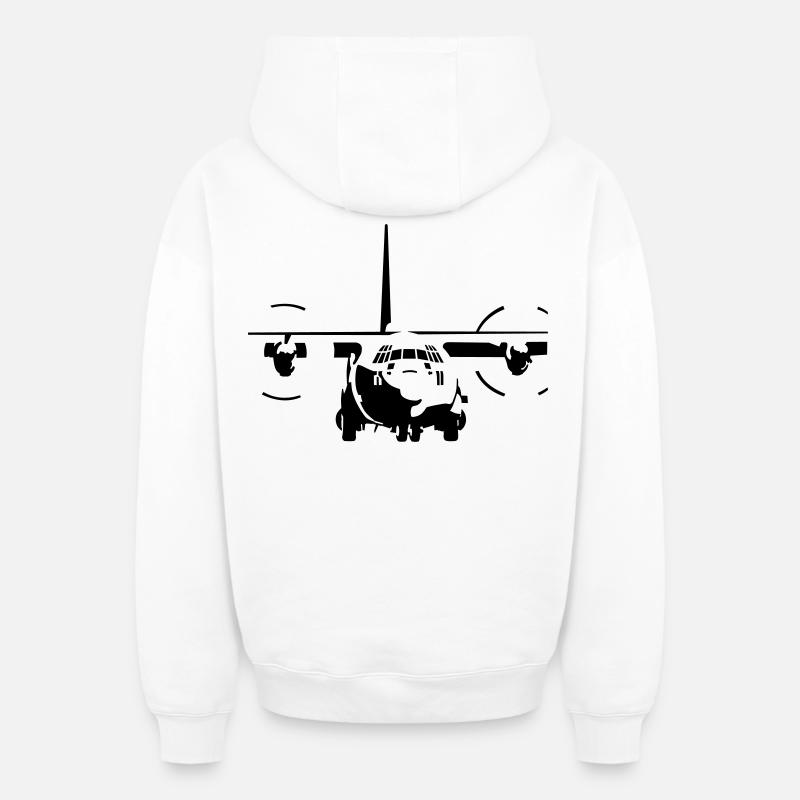 C-130 Hercules - Sweat à capuche unisexe zippé oversize épais SPREAD - blanc