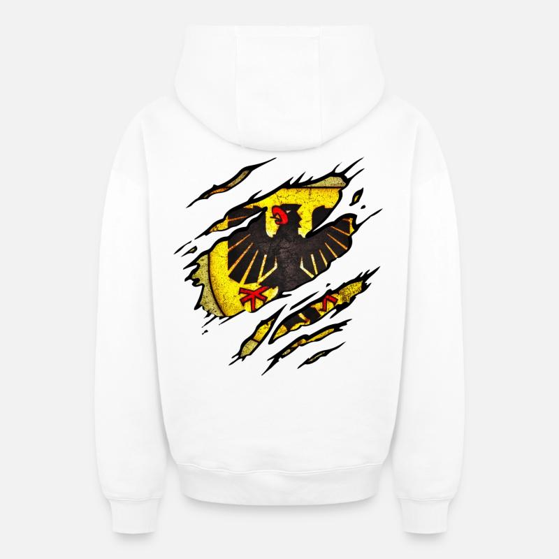 Dortmund - Dortmund déchiré - Sweat à capuche unisexe zippé oversize épais SPREAD - blanc
