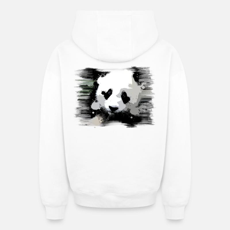 Panda - Sweat à capuche unisexe zippé oversize épais SPREAD - blanc