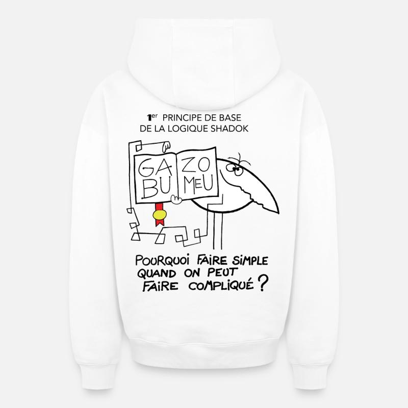 Principe Shadok - Sweat à capuche unisexe zippé oversize épais SPREAD - blanc