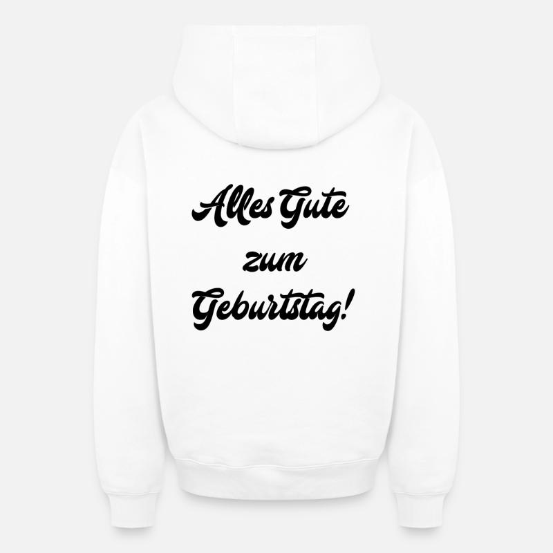 Bon anniversaire! - Sweat à capuche unisexe zippé oversize épais SPREAD - blanc