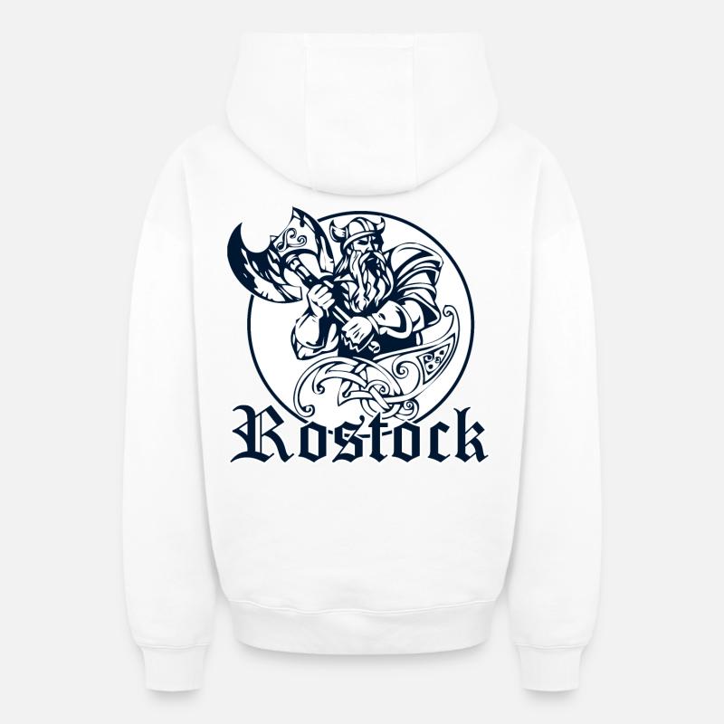 Rostock - Design - Sweat à capuche unisexe zippé oversize épais SPREAD - blanc