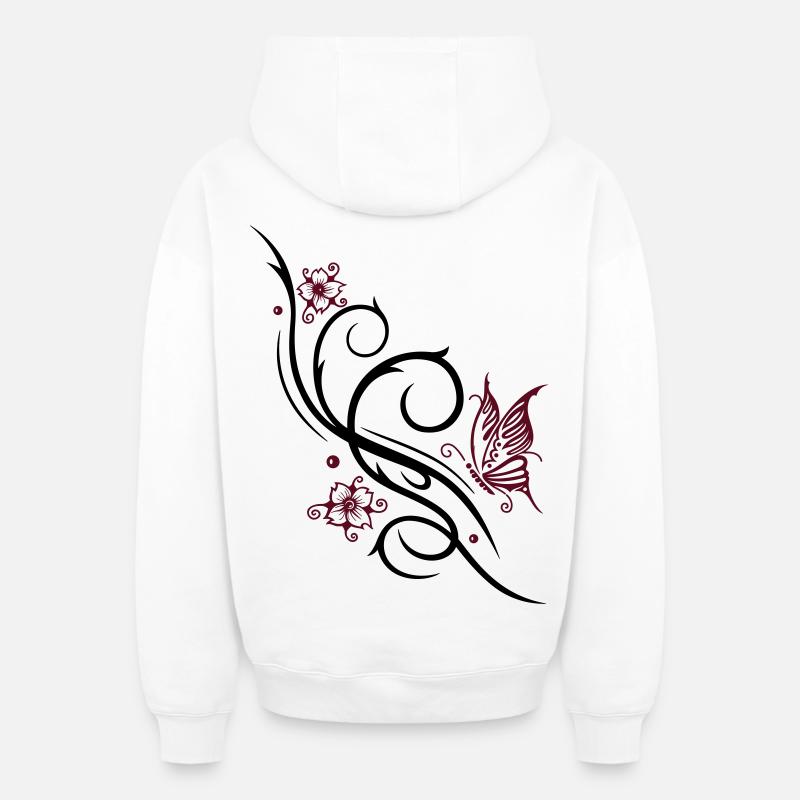 Fleurs de cerisier, fleurs de cerisier - Sweat à capuche unisexe zippé oversize épais SPREAD - blanc