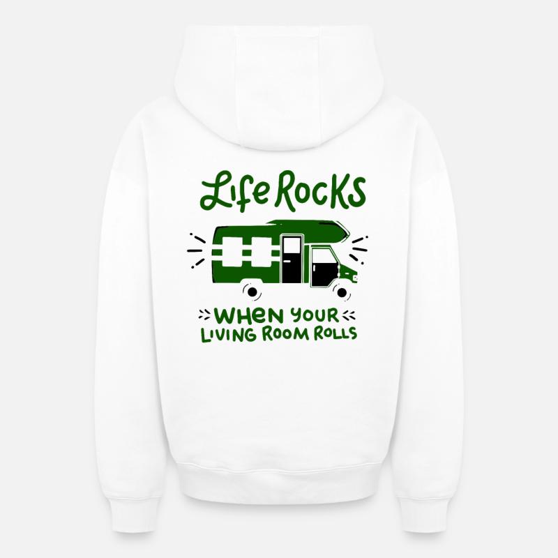 camping - Sweat à capuche unisexe zippé oversize épais SPREAD - blanc