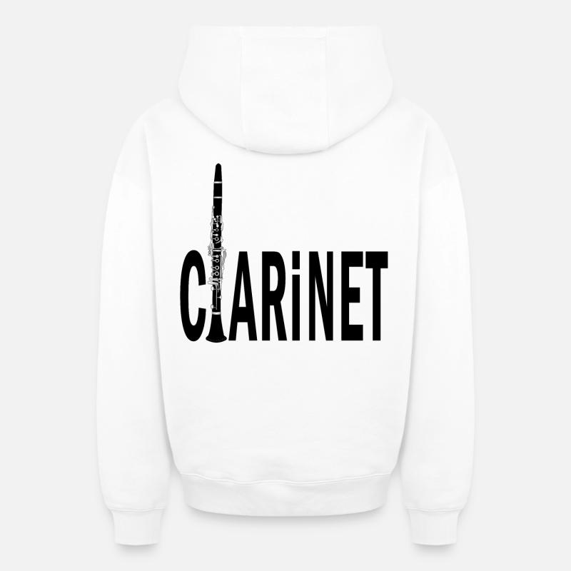 Texte de clarinette - Sweat à capuche unisexe zippé oversize épais SPREAD - blanc