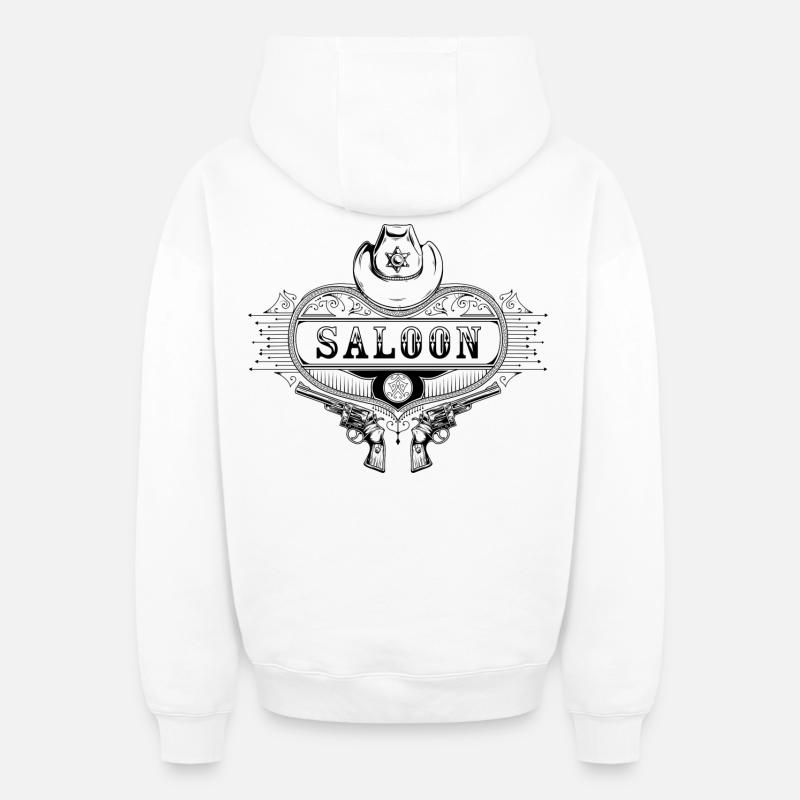 Cowboy Saloon - Sweat à capuche unisexe zippé oversize épais SPREAD - blanc