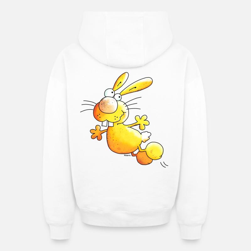 Crazy Rabbit - Lapin - Sweat à capuche unisexe zippé oversize épais SPREAD - blanc