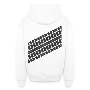 Empreinte des pneus - Sweat à capuche unisexe zippé oversize épais SPREAD - blanc - Dos - AI Model Male 178 light (178cm)