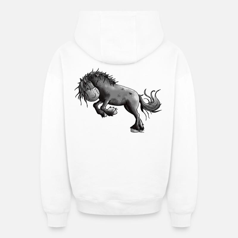 Sauvage Cheval frison - Chevaux - Sweat à capuche unisexe zippé oversize épais SPREAD - blanc