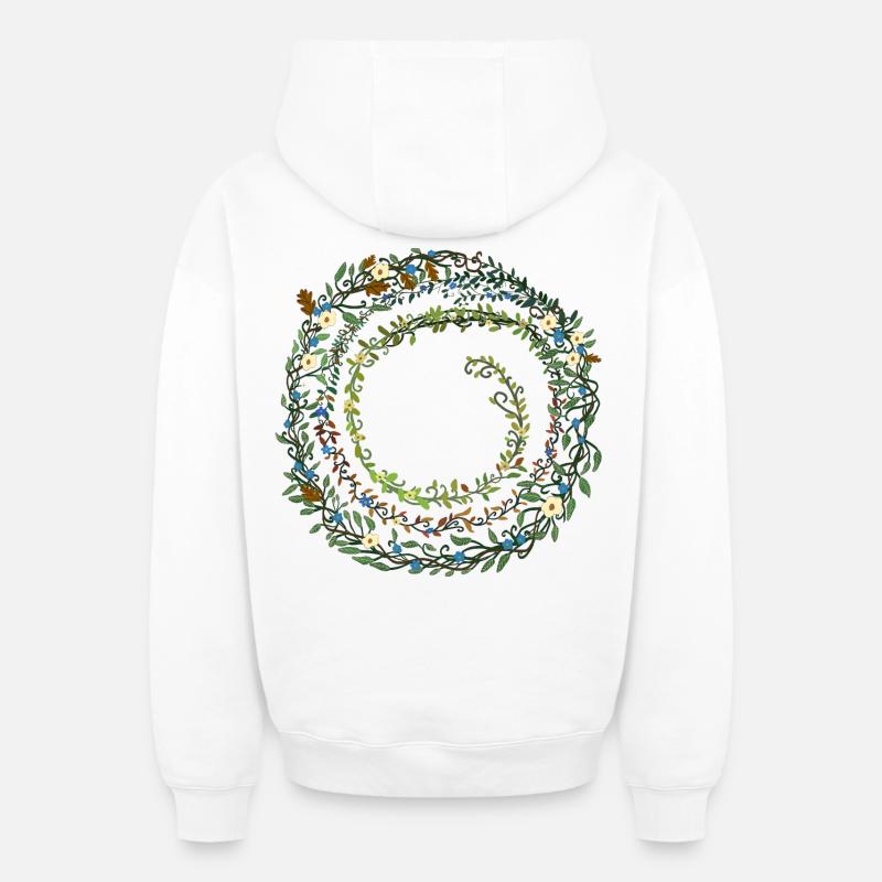 feuilles - Sweat à capuche unisexe zippé oversize épais SPREAD - blanc
