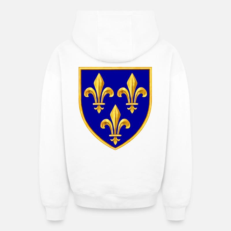 fleurs de lys - Sweat à capuche unisexe zippé oversize épais SPREAD - blanc