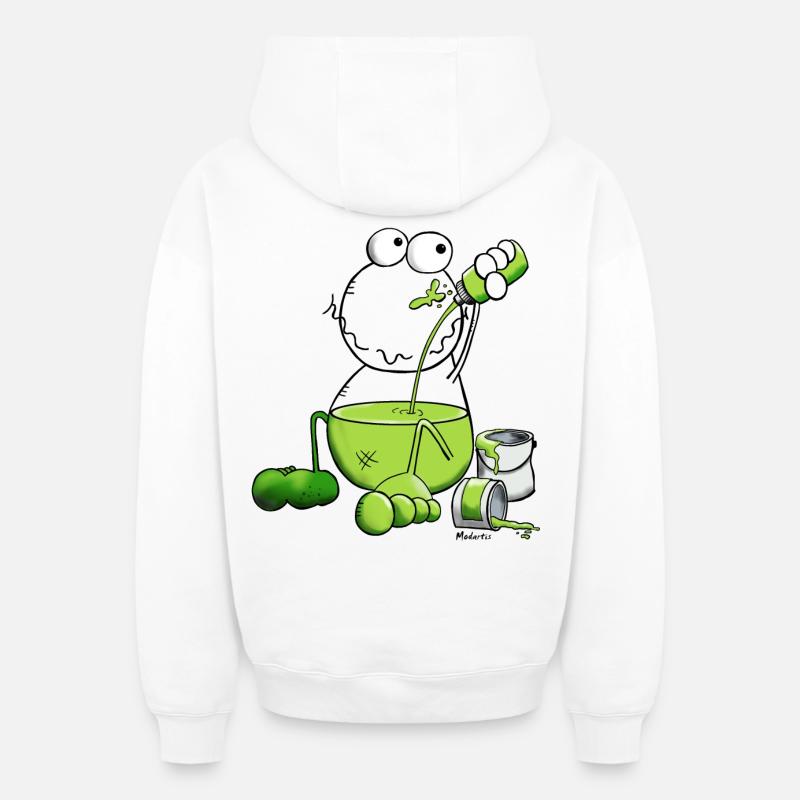 Grenouille Couleur - Sweat à capuche unisexe zippé oversize épais SPREAD - blanc