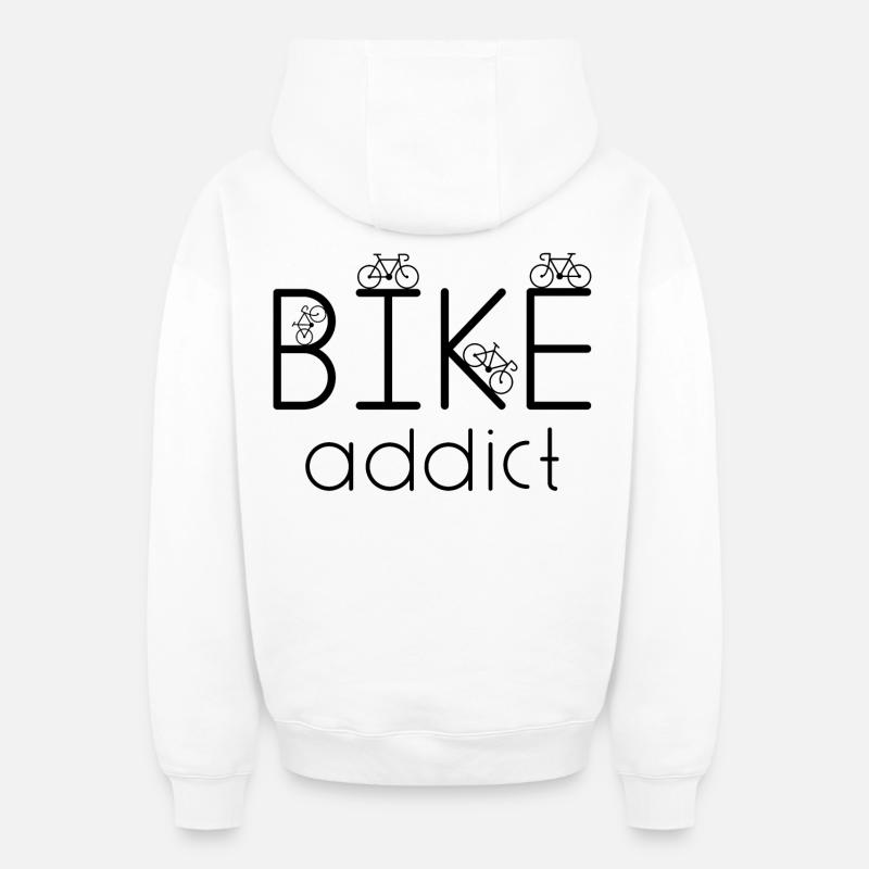 Accro du vélo - Sweat à capuche unisexe zippé oversize épais SPREAD - blanc
