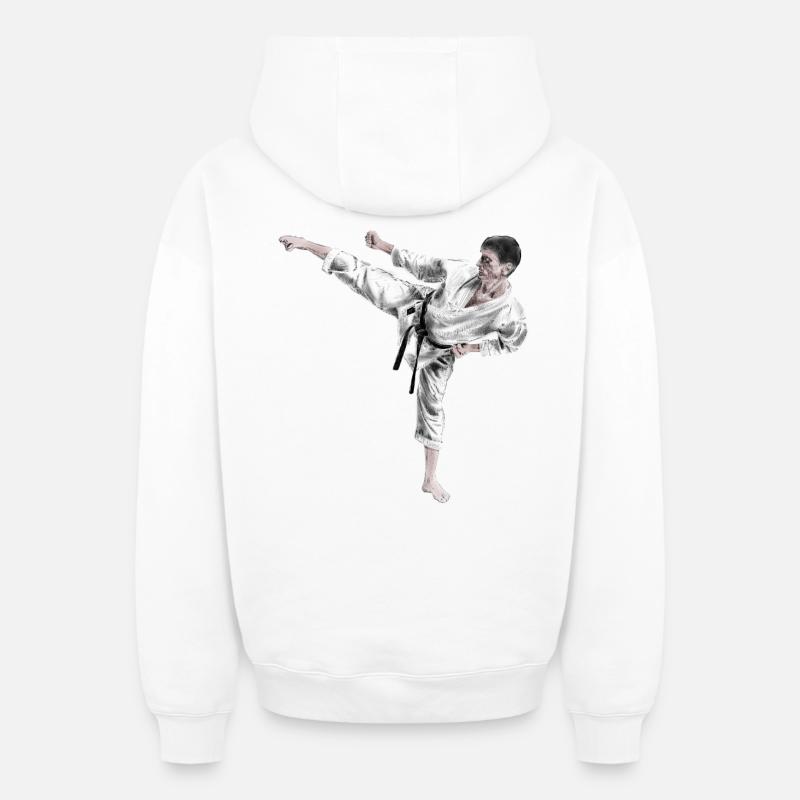 karate - Sweat à capuche unisexe zippé oversize épais SPREAD - blanc