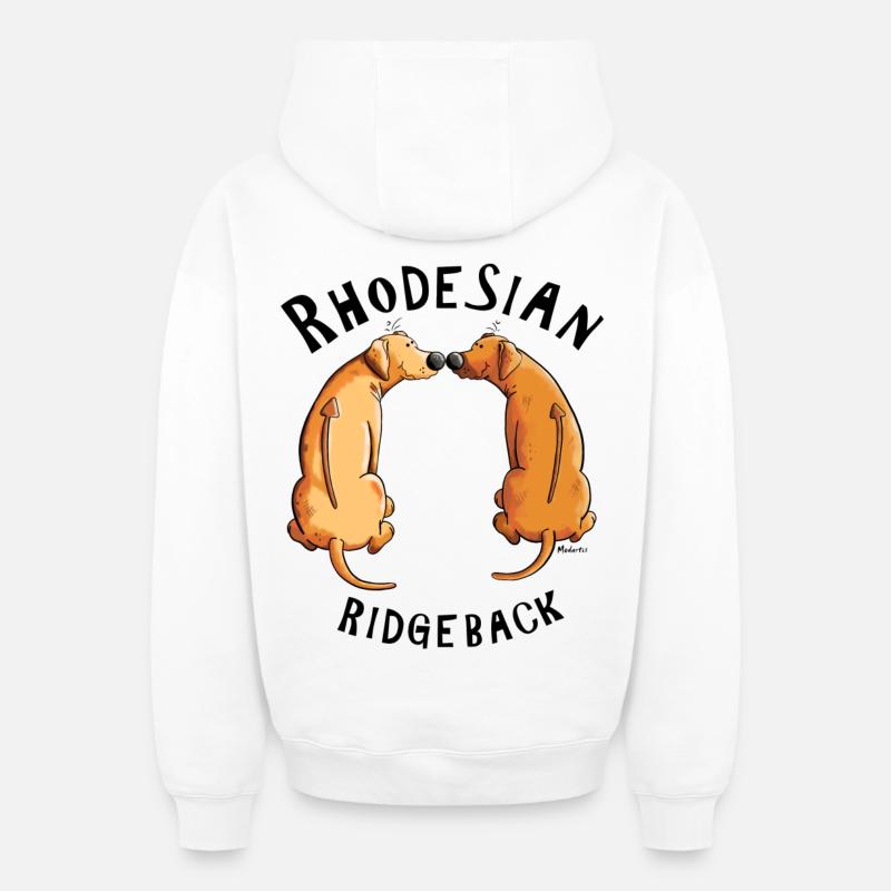Heureux Rhodesian Ridgeback - Sweat à capuche unisexe zippé oversize épais SPREAD - blanc