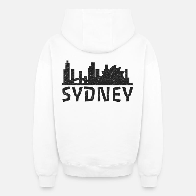 Sydney Skyline - Australie - Sweat à capuche unisexe zippé oversize épais SPREAD - blanc