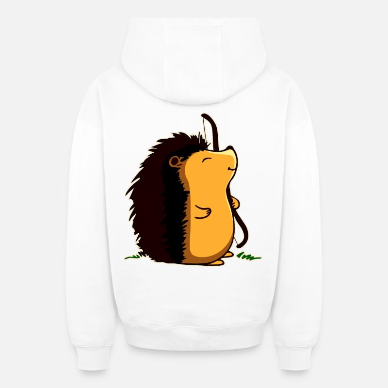 Archer Hérisson - Sweat à capuche unisexe zippé oversize épais SPREAD - blanc