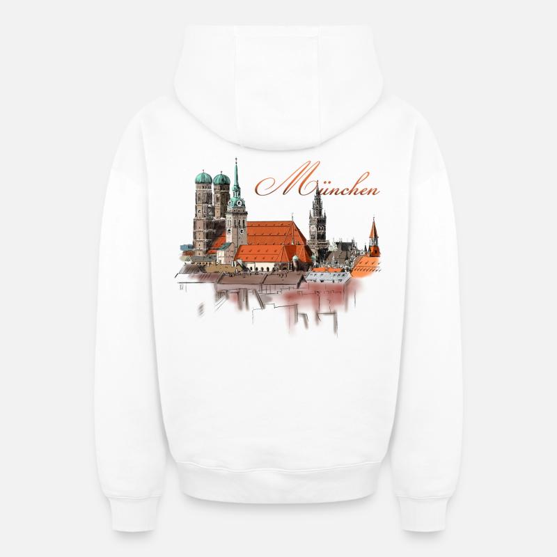 Munich - Sweat à capuche unisexe zippé oversize épais SPREAD - blanc