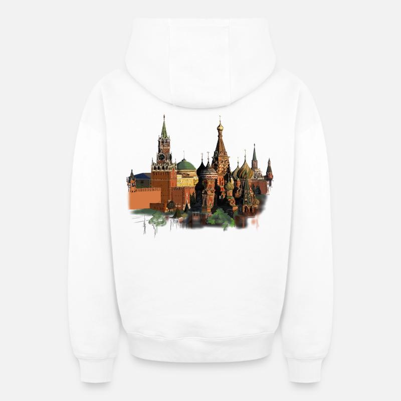Moscou - Sweat à capuche unisexe zippé oversize épais SPREAD - blanc