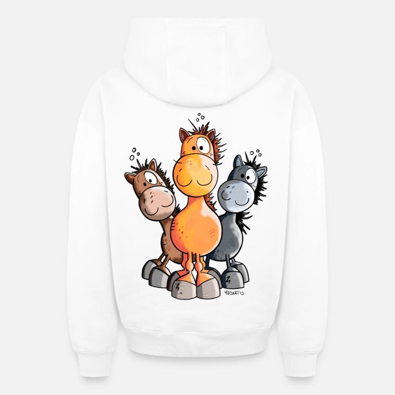 Trois Chevaux - Sweat à capuche unisexe zippé oversize épais SPREAD - blanc