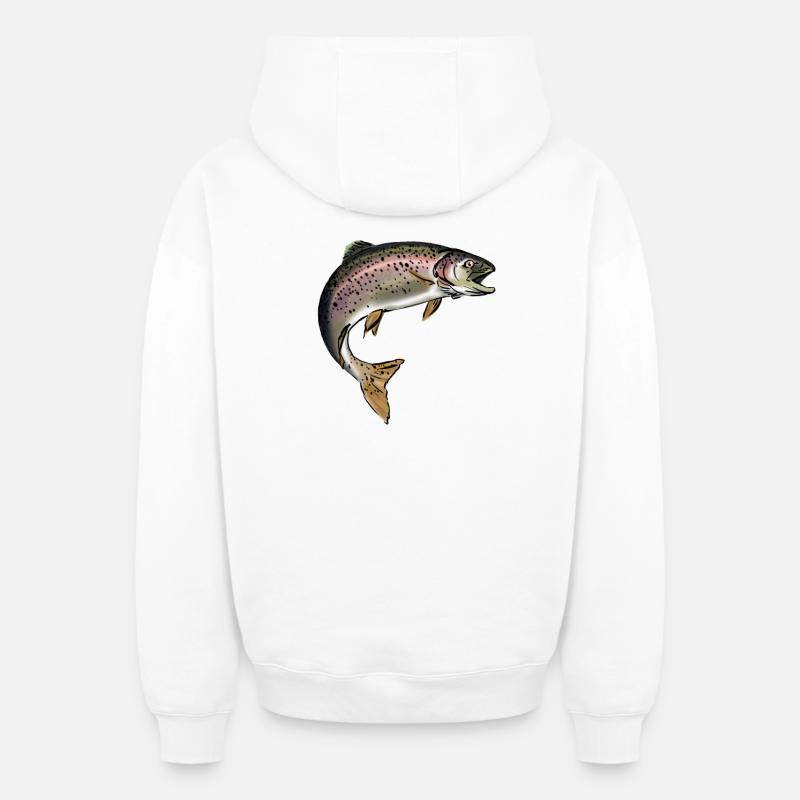 Truite - Sweat à capuche unisexe zippé oversize épais SPREAD - blanc